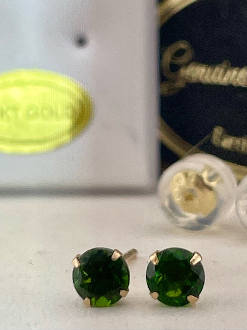 14KT solid Tsavorite stud earrings 4mm .25ct each .50ct Total